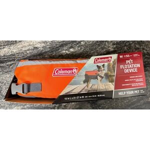 Coleman Pet Flotation Device Dog Life Vest Orange M 55 lbs Reflective New In Box